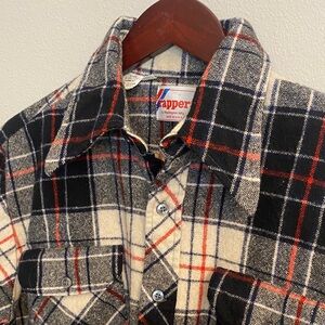 rappers by Washington Mfg. Co. VTG Black & Red Plaid Flannel Shirt 17-XL-17 1/2
